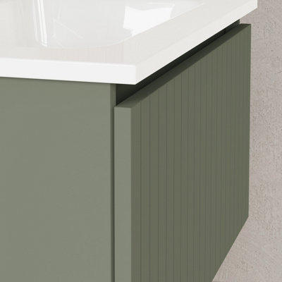 Banyetti Linea Muscat Sage Ribbed Wall Hung Vanity Unit 600mm x 390mm