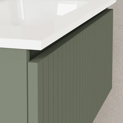 Banyetti Linea Muscat Sage Ribbed Wall Hung Vanity Unit 800mm x 390mm