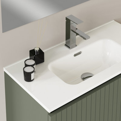 Banyetti Linea Muscat Sage Ribbed Wall Hung Vanity Unit 800mm x 390mm