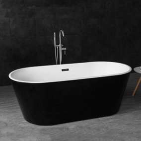 Banyetti Newton Noir 1600 x 750 Freestanding Acrylic Bath - Gloss Black