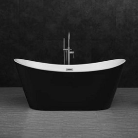 Banyetti Pure 1700 x 800 Freestanding Acrylic Bath - Gloss Black