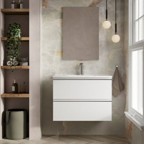 Banyetti Vatilla 800mm Wall Hung Vanity Unit with Chrome Handles - Gloss White