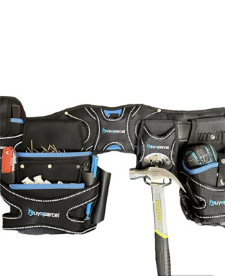 BAP 5PC Heavy Duty Champion Tool Belt & Braces Set Pouch Holster Holder Black - 9
