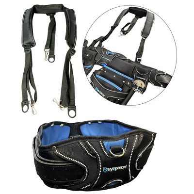BAP Heavy Duty Champion Tool Belt Pouch Holster Black Padded Leather + Braces
