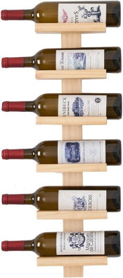Bar Amigos 6 Bottle Solid Pine Wood Wine Rack Wall Mounted Vertical ...