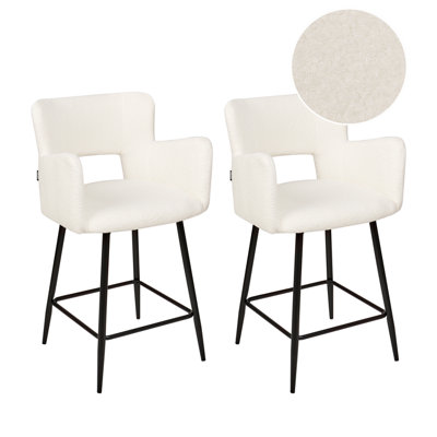 Bar Chair Set of 2 Boucle Cream SANILAC