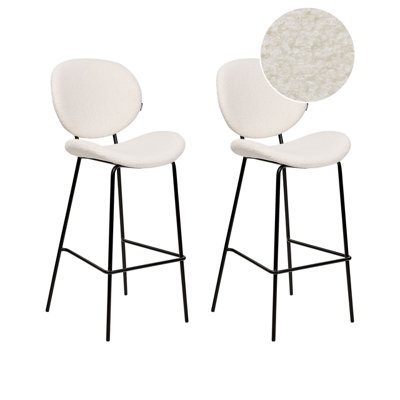 Bar Chair Set of 2 Boucle White LUANA