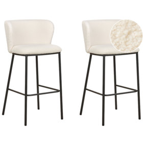 Bar Chair Set of 2 Boucle White MINA