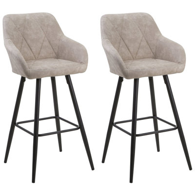 Bar Chair Set of 2 Fabric Beige DARIEN