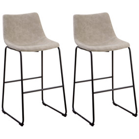Bar Chair Set of 2 Fabric Beige FRANKS