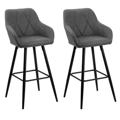 Bar Chair Set of 2 Fabric Grey DARIEN