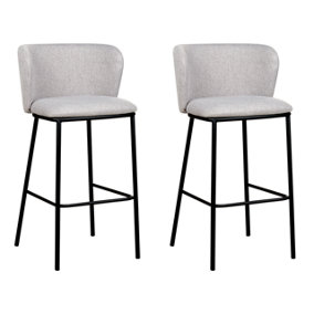 Bar Chair Set of 2 Fabric Grey MINA