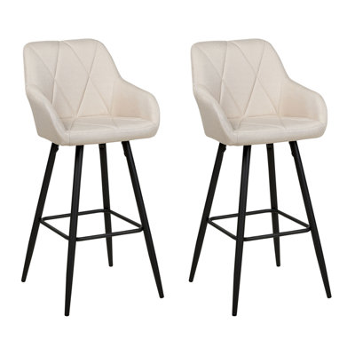 Bar Chair Set of 2 Fabric Light Beige DARIEN