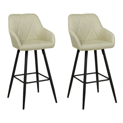 Bar Chair Set of 2 Fabric Light Green DARIEN