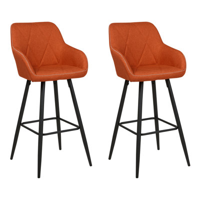 Bar Chair Set of 2 Fabric Orange DARIEN