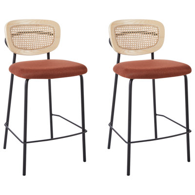 Bar Chair Set of 2 Fabric Orange MAYETTA