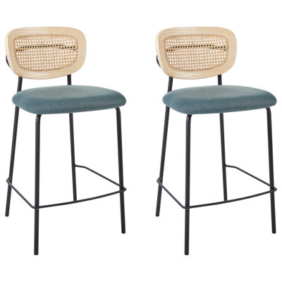 Bar Chair Set of 2 Fabric Teal MAYETTA