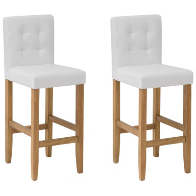 Bar Chair Set of 2 Faux Leather Off-White MADISON