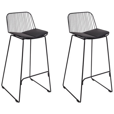 Bar Chair Set of 2 Metal Black PENSACOLA