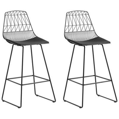 Bar Chair Set of 2 Metal Black PRESTON