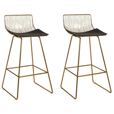 Bar Chair Set of 2 Metal Gold FREDONIA