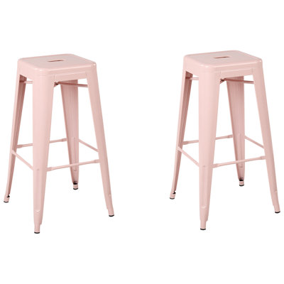 Bar Chair Set of 2 Metal Pink CABRILLO