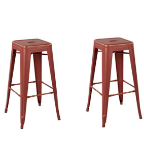 Bar Chair Set of 2 Metal Red CABRILLO