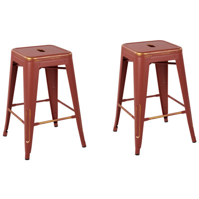 Bar Chair Set of 2 Metal Red CABRILLO