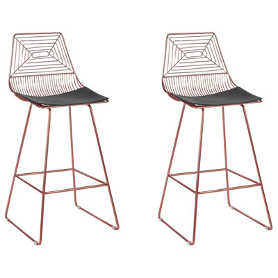 Bar Chair Set of 2 Metal Rose Gold BISBEE