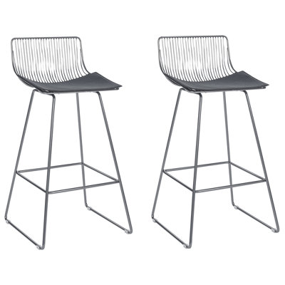 Bar Chair Set of 2 Metal Silver FREDONIA