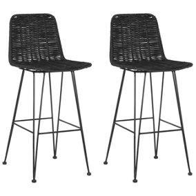 Bar Chair Set of 2 Rattan Black CASSITA