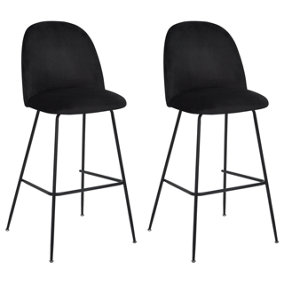 Bar Chair Set of 2 Velvet Black ARCOLA