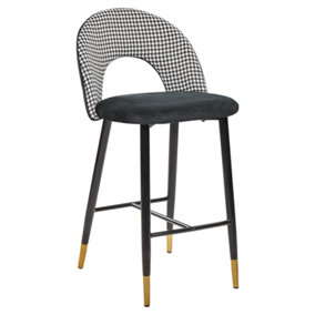 Bar Chair Set of 2 Velvet Black-White FALTON