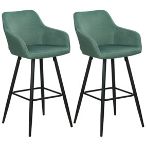 Bar Chair Set of 2 Velvet Dark Green CASMALIA