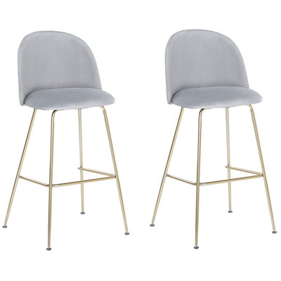 Bar Chair Set of 2 Velvet Light Grey ARCOLA