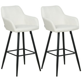 Bar Chair Set of 2 Velvet Off-White CASMALIA