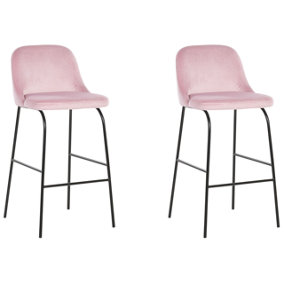 Bar Chair Set of 2 Velvet Pink NEKOMA