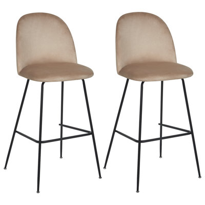 Bar Chair Set of 2 Velvet Taupe ARCOLA