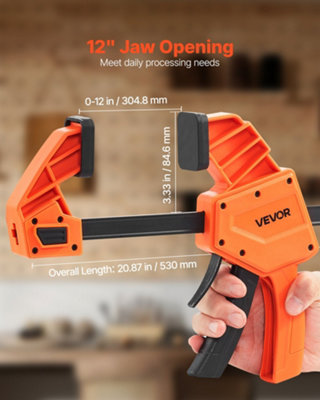 Bar Clamps for Woodworking, 2-Pack 30.48 cm One-Handed Clamp/Spreader ...