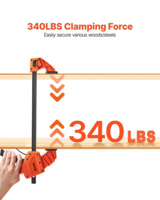 Bar Clamps for Woodworking, 2-Pack 30.48 cm One-Handed Clamp/Spreader ...