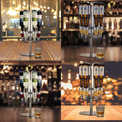 Roterende, aan de Muur Gemonteerde Optische Dispenser voor 6 Flessen, Standaard voor Drankjes, Wijn, Stalen Barbutler, Lekvrije Dispenser Schenkt Precies 1 1/2 Ounces
