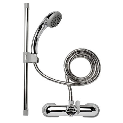 Bar Mixer Shower Set 1500mm Flexi Tube Hose Riser Rail Chrome Plated