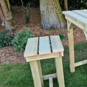 Bar Stool - Pressure Treated Timber Garden Seat - L49 x W49 x H77 cm - Minimal Assembly Required