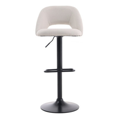 Bar Stool Set of 2 Beige Linen Counter Swivel Height Breakfast Bar Stools with Footrest