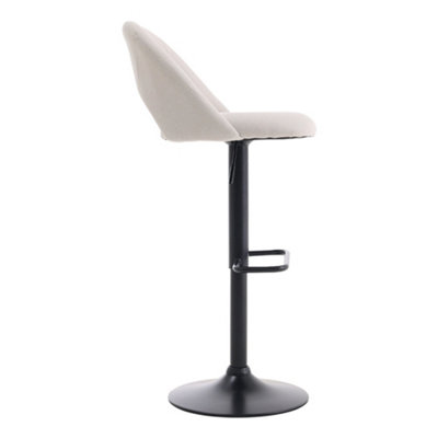 Bar Stool Set of 2 Beige Linen Counter Swivel Height Breakfast Bar Stools with Footrest
