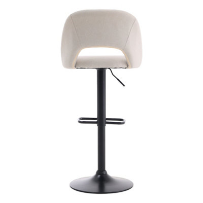 Bar Stool Set of 2 Beige Linen Counter Swivel Height Breakfast Bar Stools with Footrest