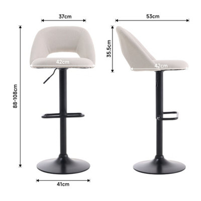 Bar Stool Set of 2 Beige Linen Counter Swivel Height Breakfast Bar Stools with Footrest