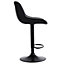 Bar Stool Set of 2 Black Faux Leather Height Adjustable Bar Stool Chairs