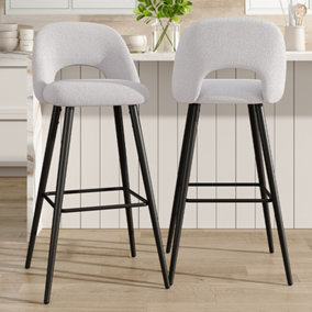 Bar Stool Set of 2 Chic Upholstered Breakfast Bar Stools with Footrest