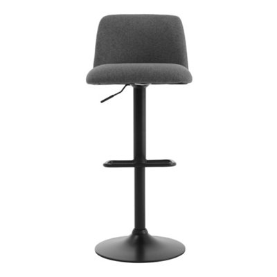 Bar Stool Set of 2 Grey Linen Upholstered Swivel Counter Bar Stools with Mid Backrest